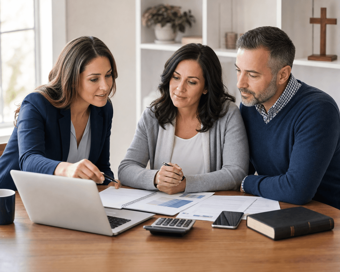 Family reviewing River Relief resources